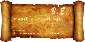 Bredák Erzsébet névjegykártya